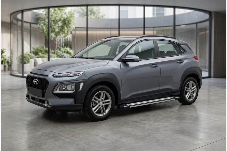 Hyundai Kona 2017-2023 рр. Бокові пороги Rainbow (2 шт., алюміній) Фото 1