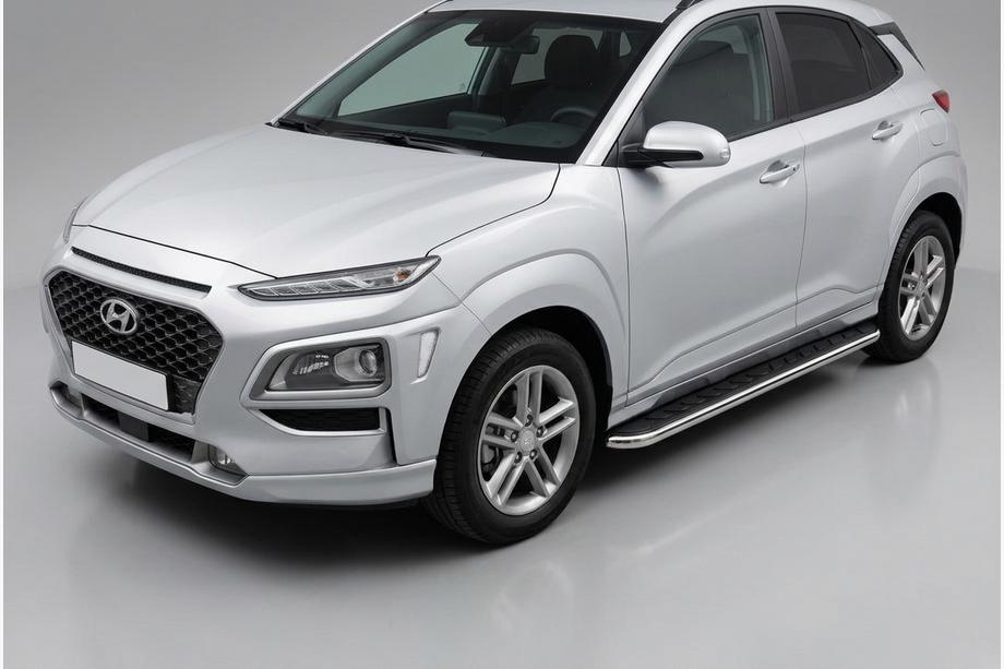 Hyundai Kona 2017-2023 рр. Бокові пороги Maydos V1 (2 шт., алюміній) Фото 1