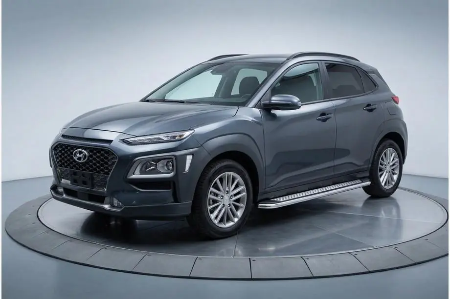 Hyundai Kona 2017-2023 рр. Бокові пороги Maydos V2 (2 шт., алюміній ↗ нерж) Фото 1