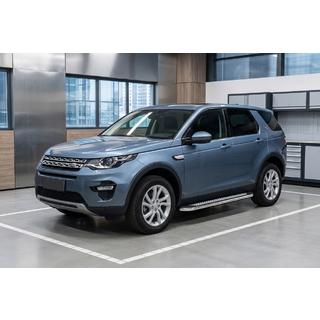 Бокові пороги Maydos V2 (2 шт., Алюміній ↗ нерж) Land Rover Discovery Sport 2014- рр. фото 1