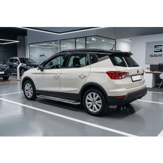 Бокові пороги Maydos V2 (2 шт., алюміній ↗ нерж) Seat Arona 2017- рр. фото 1