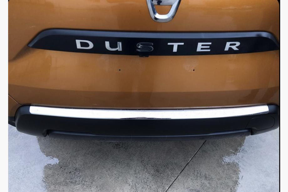Renault Duster 2018-2024 рр. Накладка на задній бампер Carmos V1 (нерж) Image