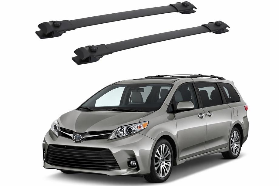 Toyota Sienna 2010-2020 рр. Багажник (поперечини) чорні на рейлінги OEM (Алюміній)