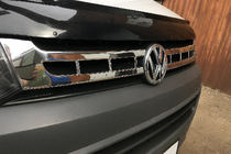 Volkswagen T5 2010-2015 рр. Накладки на решітку (Carmos, 2 шт., нерж.) фото 5