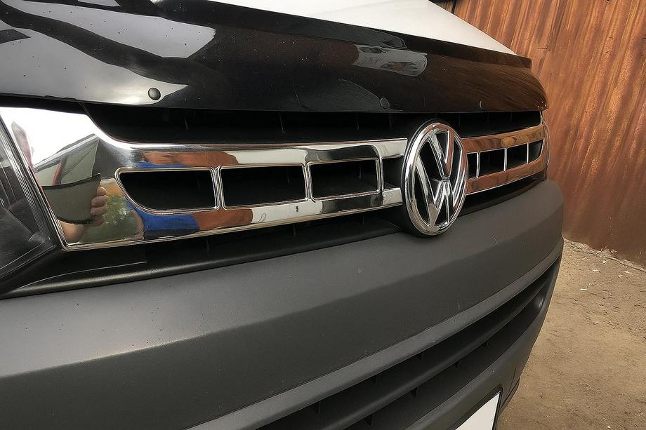 Volkswagen T5 2010-2015 рр. Накладки на решітку (Carmos, 2 шт., нерж.) Фото 5