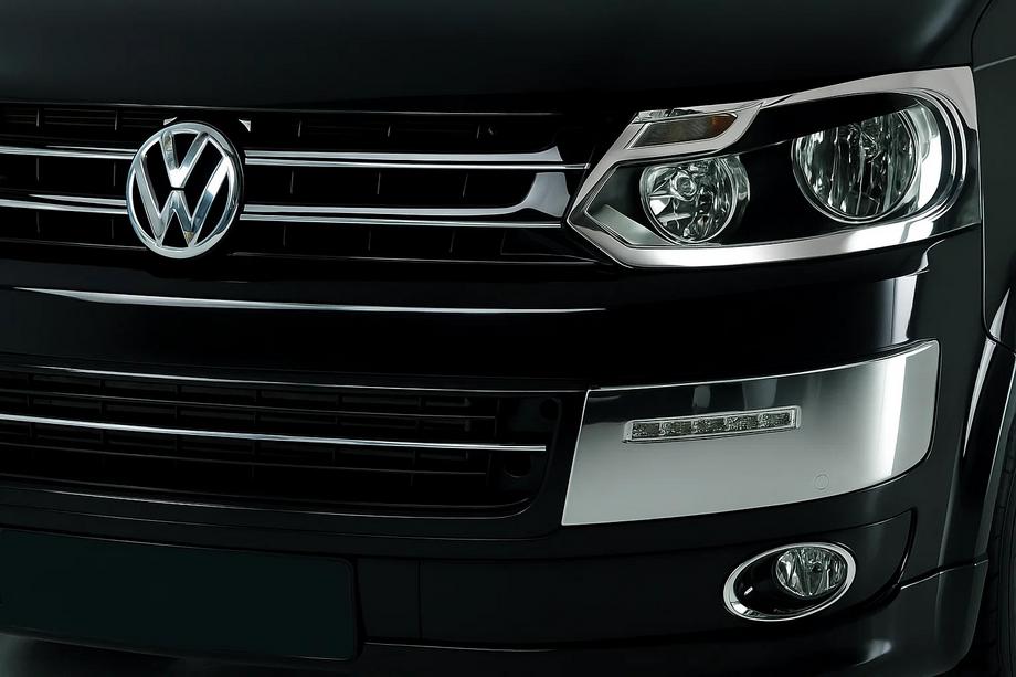 Volkswagen T5 2010-2015 рр. Накладки на фари (2 шт, нерж) Фото 1