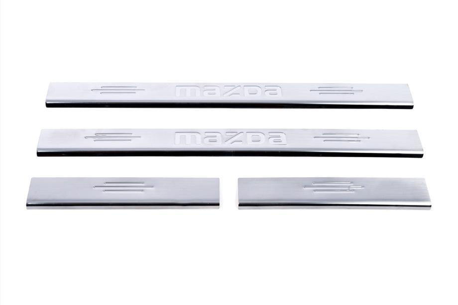 Mazda 3 2003-2009 рр. Накладка на пороги Carmos (нерж) V-1 Image