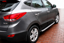 Hyundai IX-35 2010-2015 рр. Бокові пороги Fullmond (2 шт., алюм.) фото 1