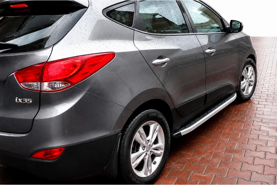 Hyundai IX-35 2010-2015 рр. Бокові пороги Fullmond (2 шт., алюм.) Image