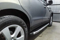 Hyundai Santa Fe 2 2006-2012 рр. Бокові пороги Fullmond (2 шт, алюм.) фото 1