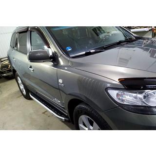 Бокові пороги Fullmond (2 шт, алюм.) Hyundai Santa Fe 2 2006-2012 рр. фото 3