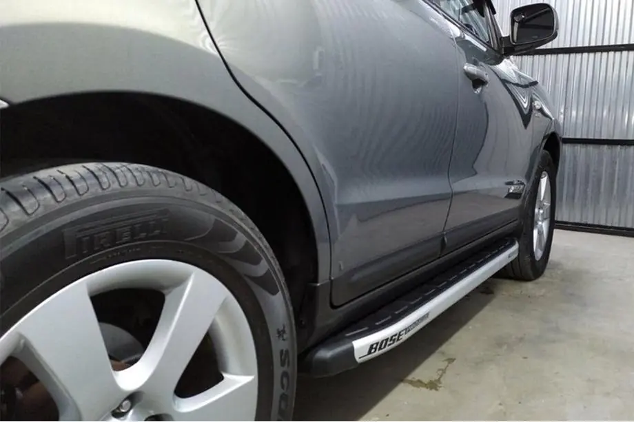 Hyundai Santa Fe 2 2006-2012 рр. Бокові пороги Fullmond (2 шт, алюм.) Image