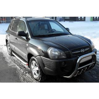 Бокові пороги Fullmond (2 шт, алюм.) Hyundai Tucson JM 2004- рр. фото 1