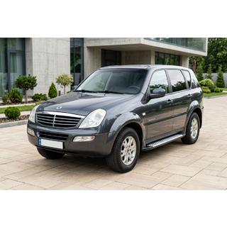 Бокові пороги Allmond Grey (2 шт, алюм) SsangYong Rexton I 2001-2017 рр. фото 1