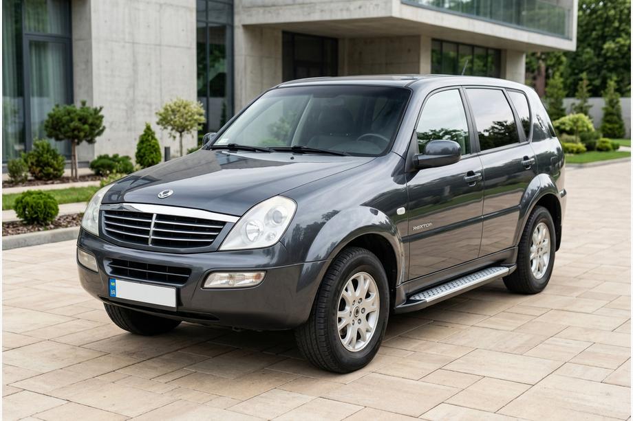 SsangYong Rexton I 2001-2017 рр. Бокові пороги Allmond Grey (2 шт, алюм) Image