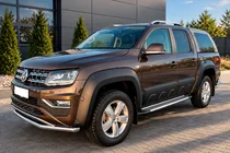 Volkswagen Amarok 2010-2022 рр. Бокові пороги Allmond Grey (2 шт., алюм) фото 2