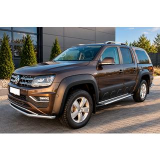 Бокові пороги Allmond Grey (2 шт., алюм) Volkswagen Amarok 2010-2022 рр. фото 2