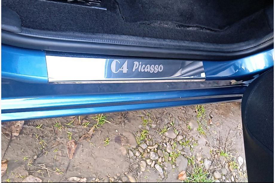 Citroen C-4 Picasso 2006-2013 рр. Накладки на пороги Carmos (4шт, нерж.)