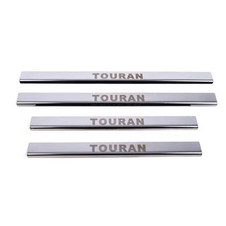 Накладки на пороги Carmos (4 шт, нерж) Volkswagen Touran 2010-2015 рр. фото 2