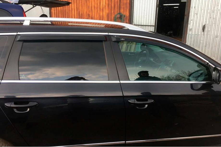 Volkswagen Passat B6 2006-2012 рр. Вітровики з хром молдингом SW (4 шт, HIC) Фото 3
