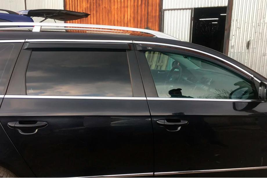 Volkswagen Passat B6 2006-2012 рр. Вітровики з хром молдингом SW (4 шт, HIC) Фото 5