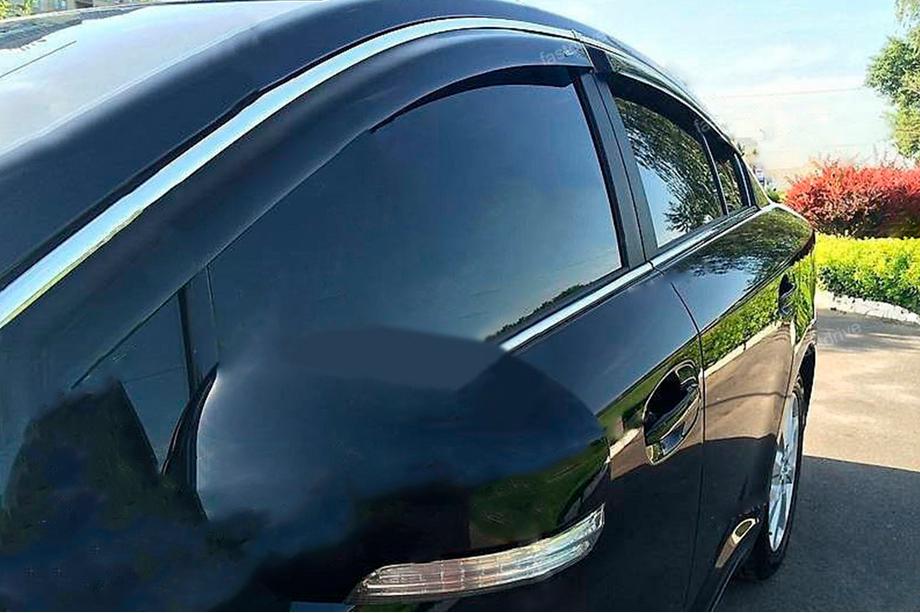 Honda Crosstour 2009-2015 рр. Вітровики з хром молдингом (4 шт, HIC) Фото 1