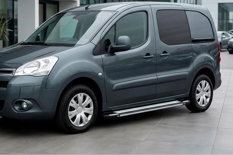 Peugeot Partner Tepee 2008-2018 рр. Бокові пороги Rainbow (2 шт., алюм) Image