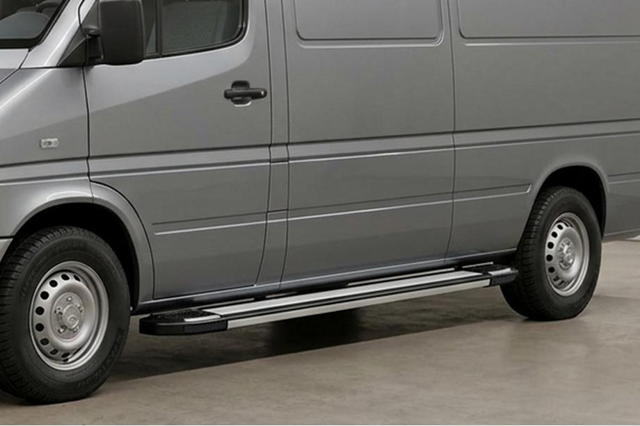 Volkswagen LT 1995-2006 рр. Бокові пороги Rainbow (2 шт., алюм) Image