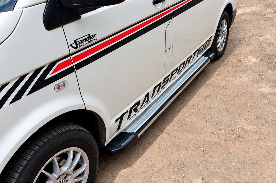 Volkswagen T5 Caravelle 2004-2010 рр. Бокові пороги Rainbow (2 шт., алюм) Довга база Фото 3