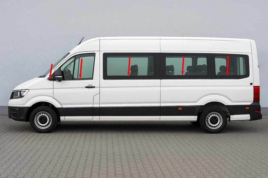 Volkswagen Crafter 2016- рр. Нижні молдинги скла довга база (10 шт, нерж.) Image