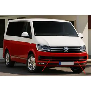 Накладки на решітку бампера 2015-2019 (3 шт, червоний) Volkswagen T6 2015-2024 рр. фото 1