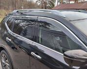 Nissan X-trail T32/Rogue 2014-2021 рр. Вітровики з хромованим молдингом (4 шт., Niken) фото 3