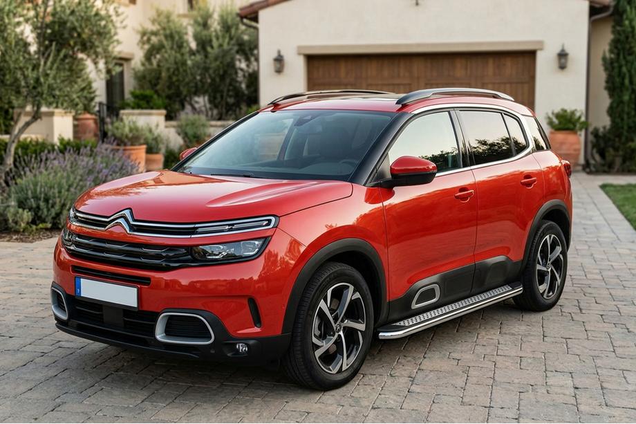 Citroen C5 Aircross 2017-2025 рр. Бокові пороги Maydos V2 (2 шт, алюміній ↗ нерж) Image
