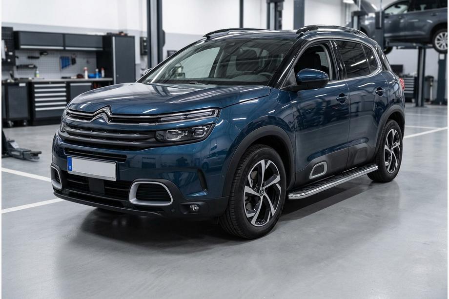 Citroen C5 Aircross 2017-2025 рр. Бокові пороги Maydos V1 (2 шт., алюміній ↗ нерж) Image