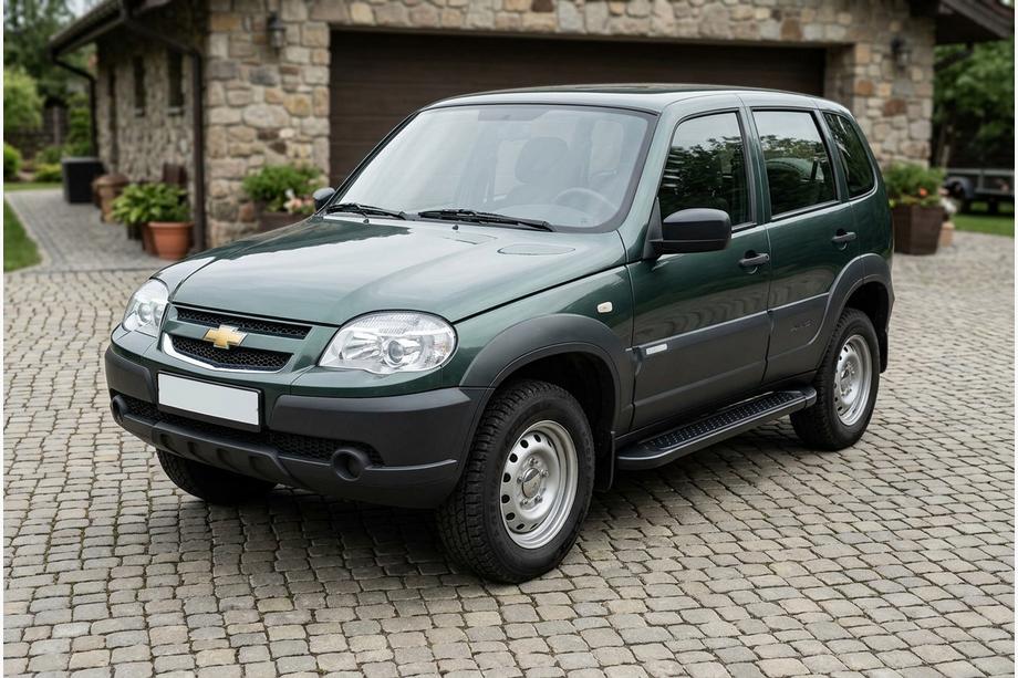 Chevrolet Niva 1998-2020 рр. Бокові пороги Allmond Black (2 шт., алюміній) Фото 1