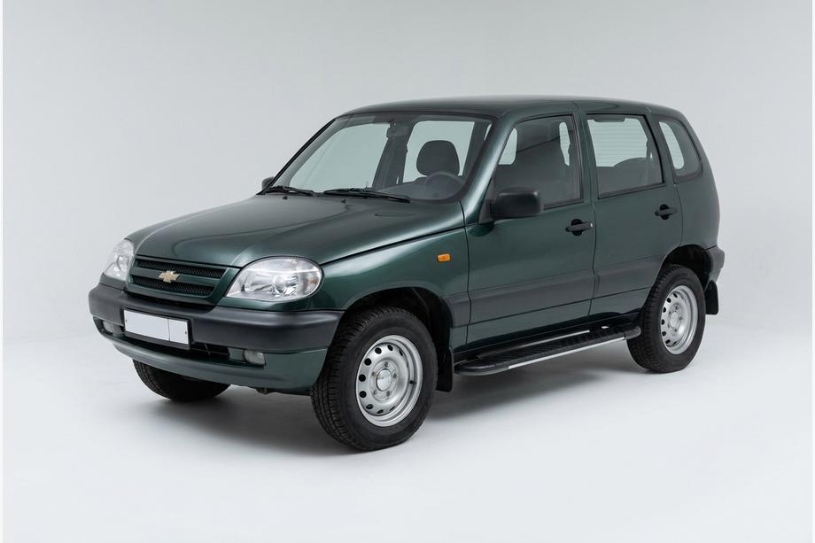 Chevrolet Niva 1998-2020 рр. Бокові пороги Bosphore Grey (2 шт., алюміній) Фото 1