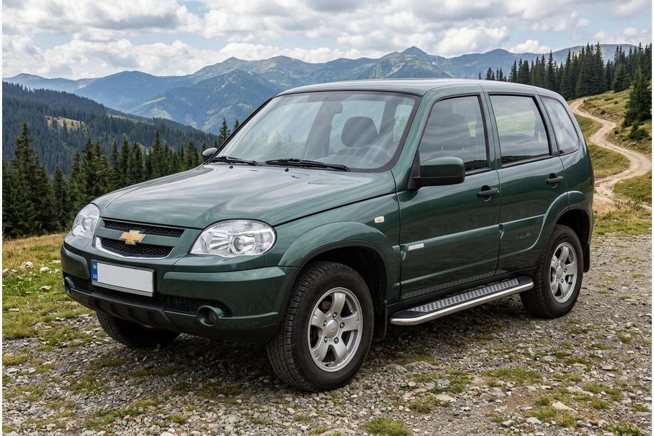 Chevrolet Niva 1998-2020 рр. Бокові пороги Maydos V2 (2 шт., алюміній ↗ нерж) Фото 1