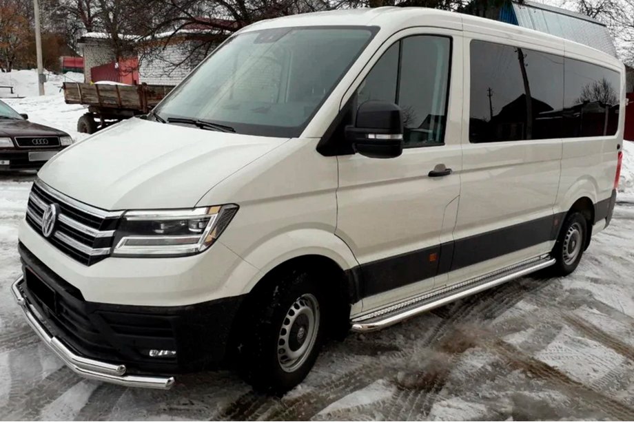 Volkswagen Crafter 2016- рр. Передній захист ST085 (нерж) Фото 4