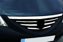 Renault Logan I 2005-2008 рр. Накладки на решітку радіатора (нерж.) Carmos - Турецька сталь фото 1