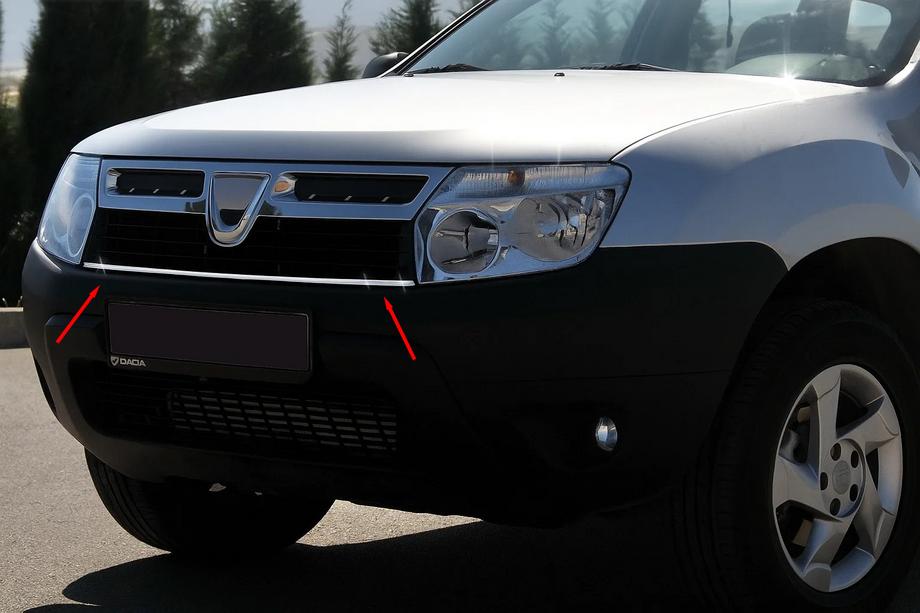 Dacia Duster 2008-2018 рр. Смужка на решітку радіатора 2008-2014 (нерж.) Image