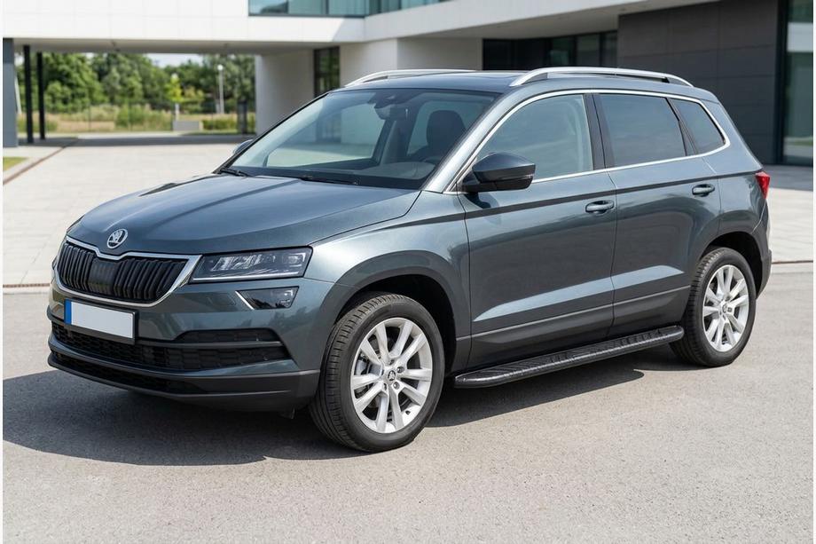 Skoda Karoq 2018- рр. Бокові пороги Bosphorus Black (2 шт., алюміній) Image