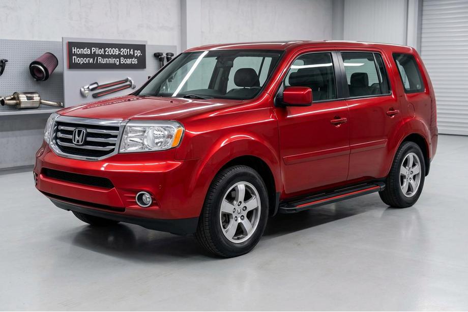 Honda Pilot 2008-2015 рр. Бокові пороги Maya Red (2 шт., алюміній) Фото 1