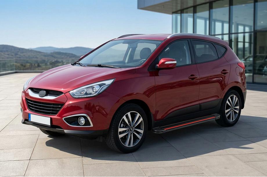 Hyundai IX-35 2010-2015 рр. Бокові пороги Maya Red (2 шт., алюміній) Фото 1