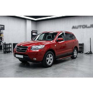 Бокові пороги Maya Red-Black (2 шт., Алюміній) Hyundai Santa Fe 2 2006-2012 рр. фото 1