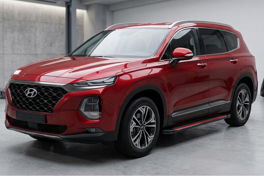 Hyundai Santa Fe 4 2018-2023 рр. Бокові пороги Maya Red (2 шт., алюміній) Фото 1