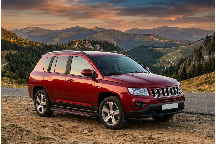 Jeep Compass 2006-2016 рр. Бокові пороги Maya Red (2 шт., алюміній) Фото 1