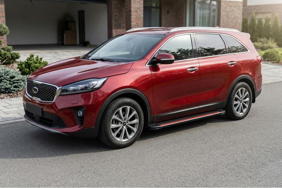Kia Sorento III UM 2014-2020 рр. Бокові пороги Maya Red (2 шт., алюміній) Фото 1