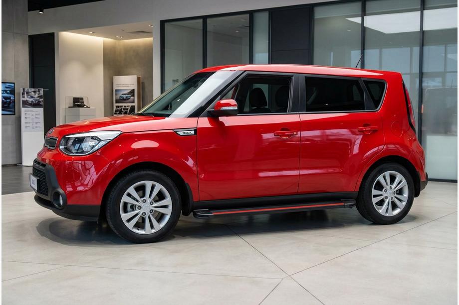 Kia Soul II 2013-2018 рр. Бокові пороги Maya Red (2 шт., алюміній) Фото 1