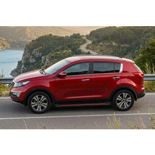 Бокові пороги Maya Red-Black (2 шт., Алюміній) Kia Sportage 2010-2015 рр. фото 1