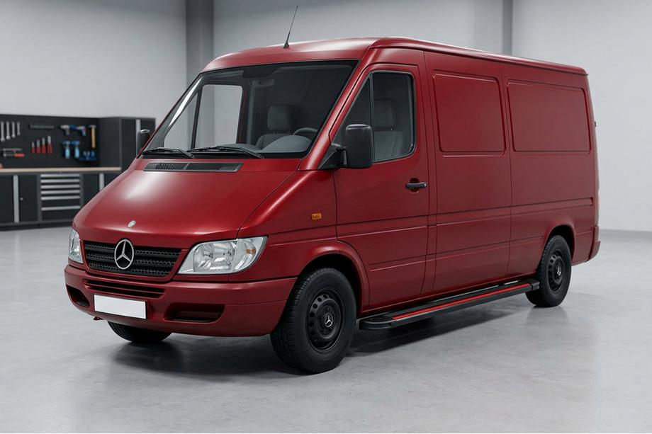 Mercedes Sprinter W901/902/903/904/905 1995-2006 рр. Бокові пороги Maya Red (2 шт., алюміній) Довга база Фото 1